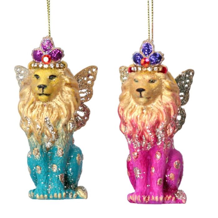 Gisela Graham Ombre Lion w Metal Wings Decoration